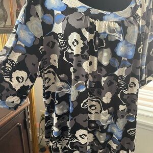 Style & Co. Women's Floral Top - Black, Blue, Gray